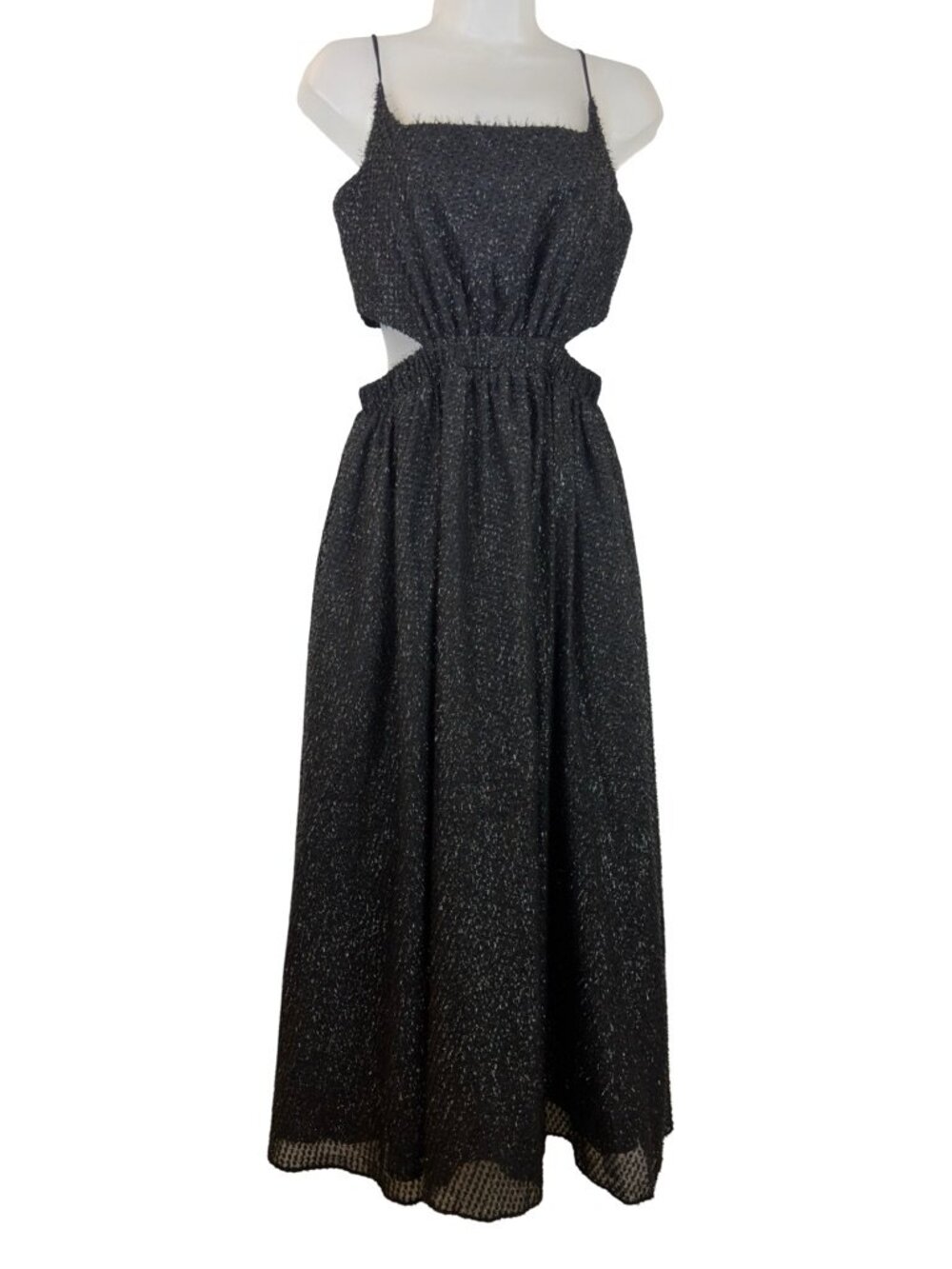 Elliatt Nerida Black Eyelash Cut Out Midi Occasion Dress Size Small NWT